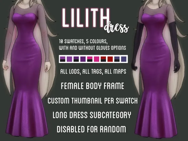 Maxis Match [morallee] Lilith dress (Hazbin Hotel x Series) - The Sims 4 Custom Content