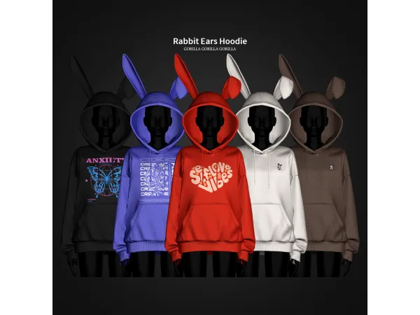Alpha Rabbit Ears Hoodie by Gorilla Gorilla Gorilla - The Sims 4 Custom Content