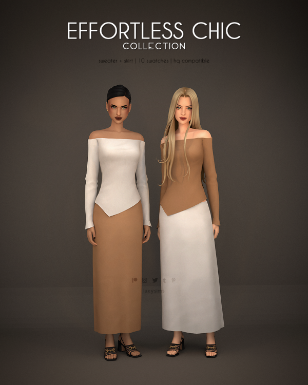 Maxis Match Sweater Skirt Effortless Chic Collection by luxysims - The Sims 4 Custom Content
