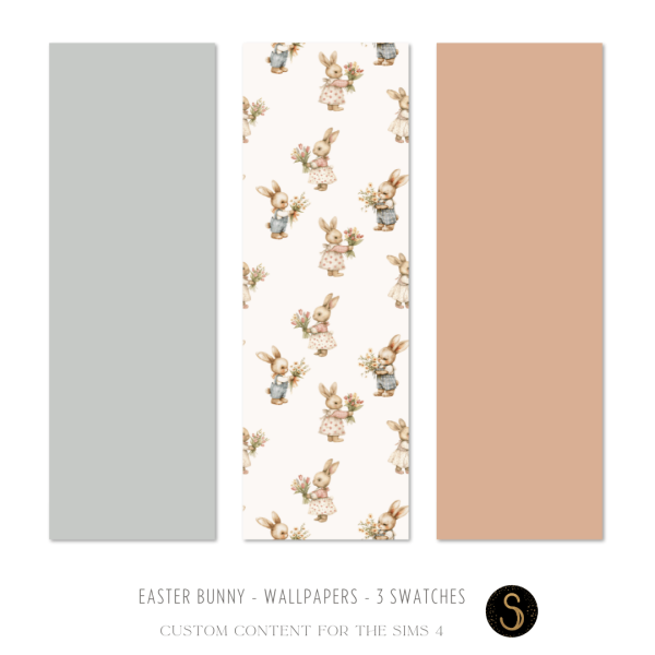 Mix Nursery 2024 Easter Bunny Wallpapers by simsfinds - The Sims 4 Custom Content