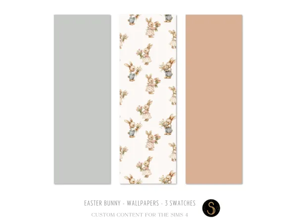 Mix Nursery 2024 Easter Bunny Wallpapers by Sims4Luxury - The Sims 4 Custom Content