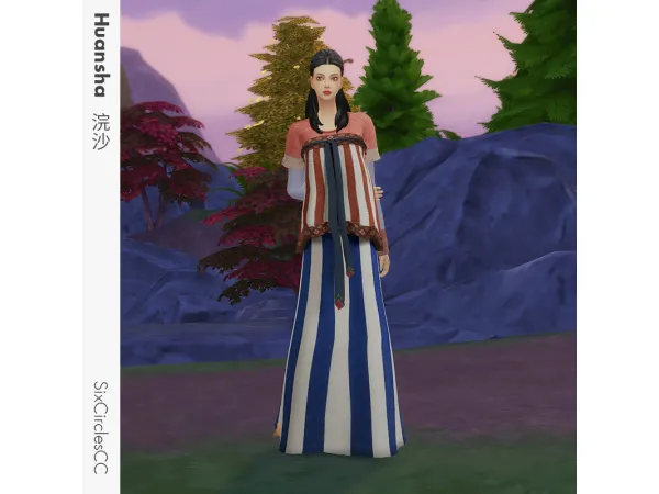 Maxis Match Chinese Dress Huansha by SixCirclesCC - The Sims 4 Custom Content