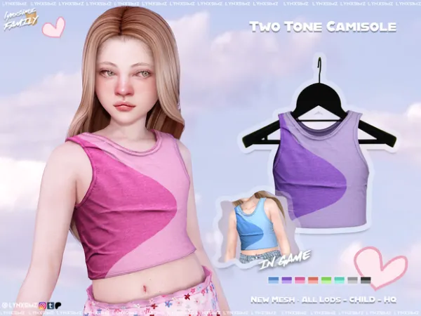 Alpha Two Tone Camisole Top Child by simsfinds - The Sims 4 Custom Content