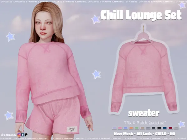 Alpha Chill Lounge Set (Sweater) Child by lynxsimzfamily - The Sims 4 Custom Content