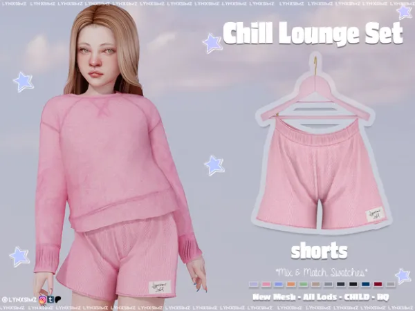 Alpha Chill Lounge Set Shorts Child by simsfinds - The Sims 4 Custom Content