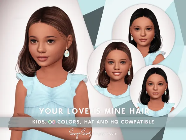 Alpha SONYASIMS YOUR LOVE IS MINE HAIR KIDS by simsfinds - The Sims 4 Custom Content