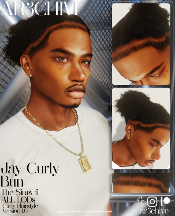 Alpha Jay Curls V1 by simsfinds - The Sims 4 Custom Content