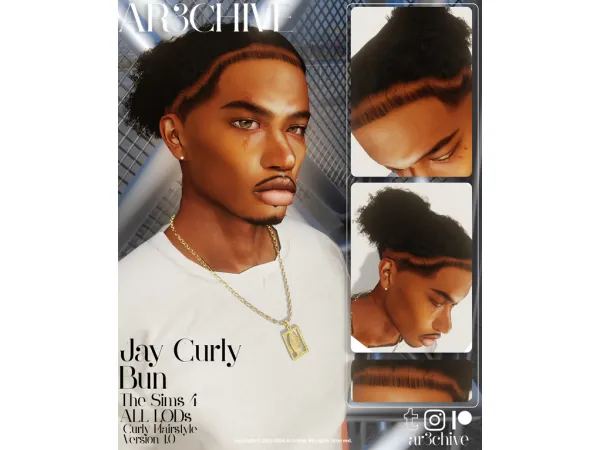 Alpha Jay Curls V1 by ar3chive - The Sims 4 Custom Content