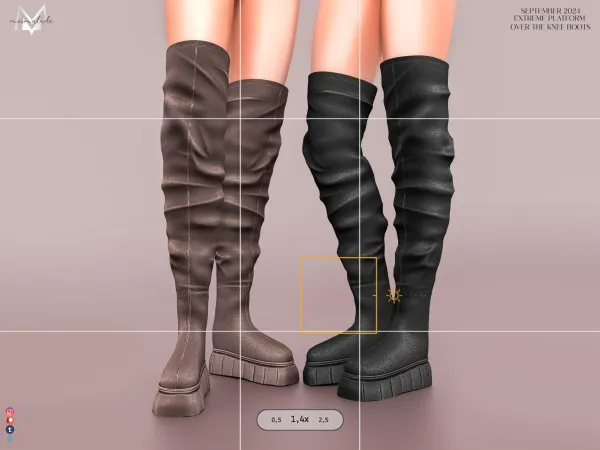 Alpha Extreme Flatform Over The Knee Boots by MERMALADE - The Sims 4 Custom Content