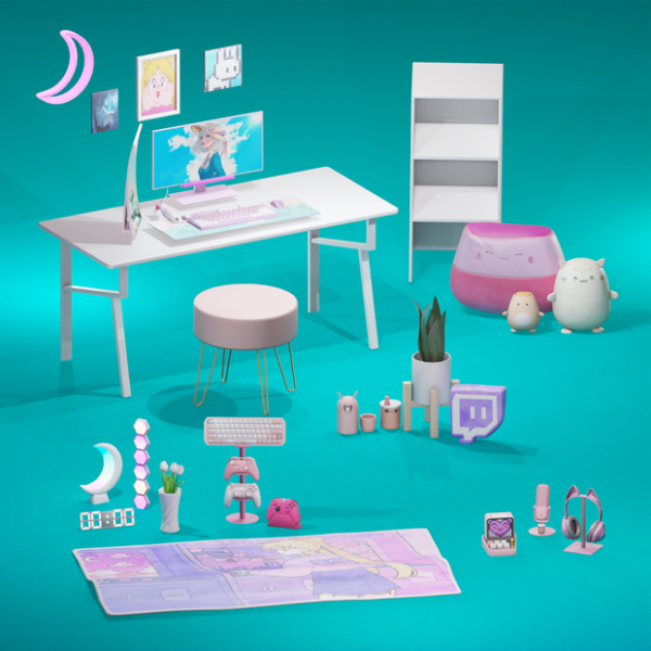 Maxis Match Dreamer Girl Gaming Setup by simsfinds - The Sims 4 Custom Content