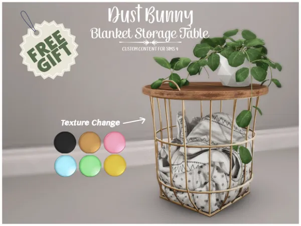 Alpha Blanket Storage Table by Dust Bunny - The Sims 4 Custom Content