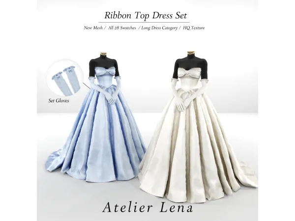 [Atelier Lena] Ribbon Top Dress Set + Gloves