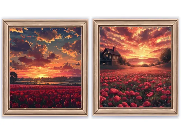 Alpha Sun Rise And Roses Wall Art by Pixie Bluntz - The Sims 4 Custom Content