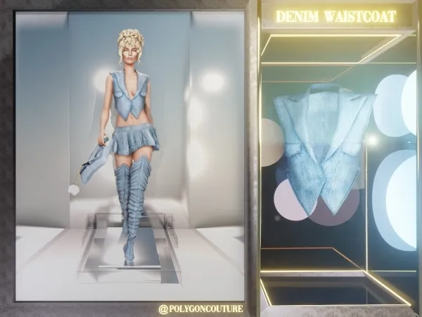 Alpha Denim Waistcoat - The Sims 4 Custom Content