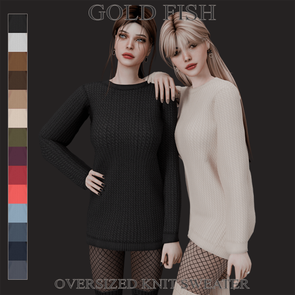 Alpha GoldFish Oversized Knit Sweater by simsfinds - The Sims 4 Custom Content