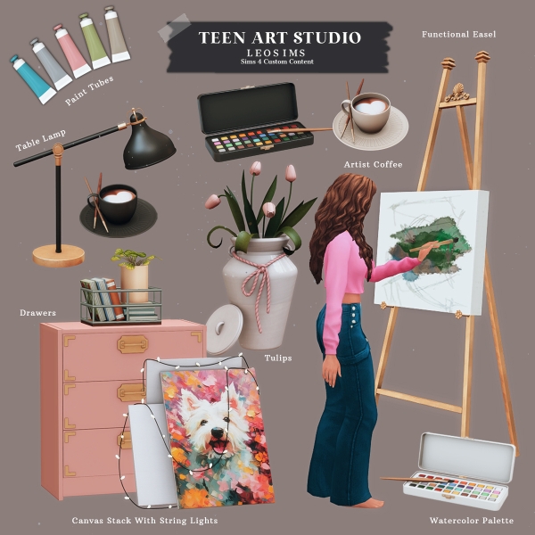 Mix Teen Art Studio by leosims4cc - The Sims 4 Custom Content