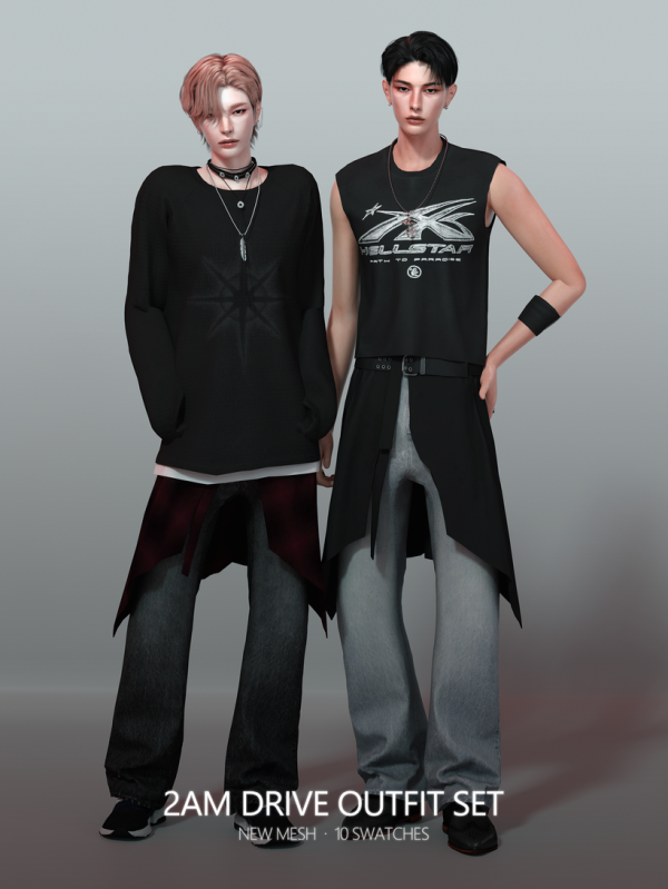 Alpha 2AM Drive Outfit Set by simsfinds - The Sims 4 Custom Content