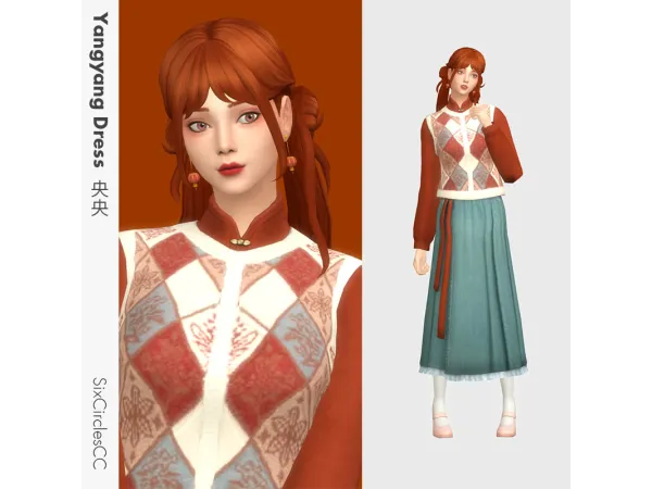 Maxis Match Chinese Dress Yangyang by SixCirclesCC - The Sims 4 Custom Content