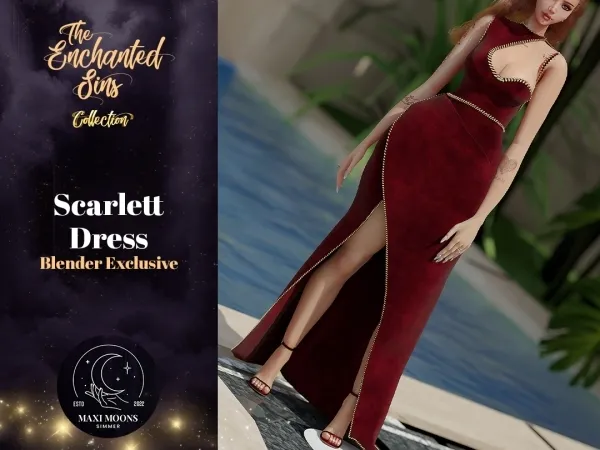 Alpha Scarlett Dress - The Sims 4 Custom Content