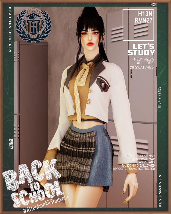 Alpha Women's Double Pleated Skirt Winter School Uniform by simsfinds - The Sims 4 Custom Content