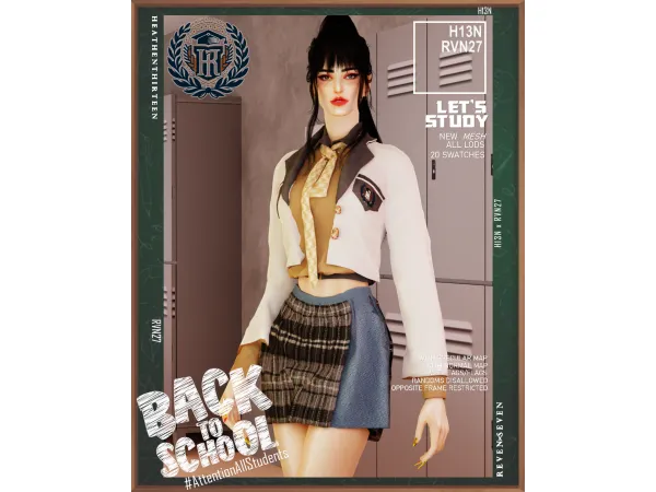 Alpha Women's Double Pleated Skirt Winter School Uniform by rvn2seven - The Sims 4 Custom Content