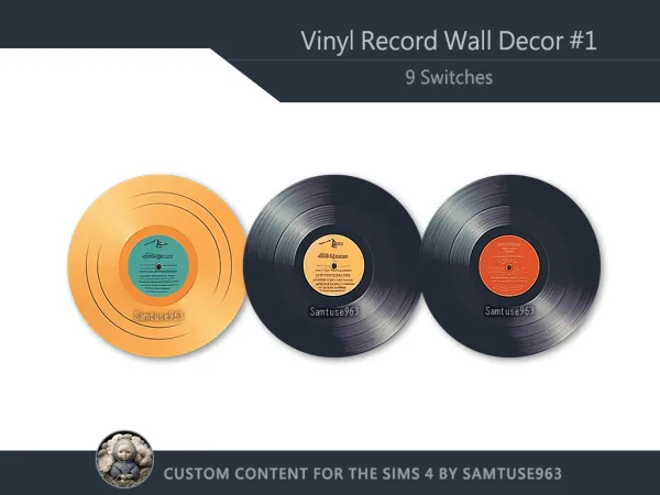 Alpha Vinyl Record Wall Decor 1 Samtuse963 - The Sims 4 Custom Content