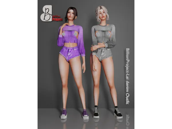 Alpha BillionProject Lei denim Outfit - The Sims 4 Custom Content