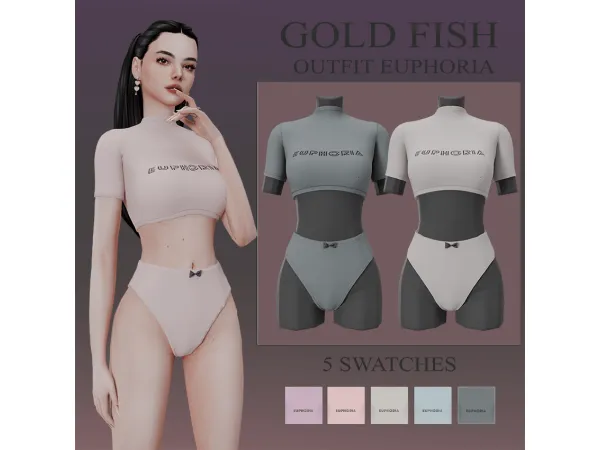 Mix GoldFish outfit euphoria - The Sims 4 Custom Content