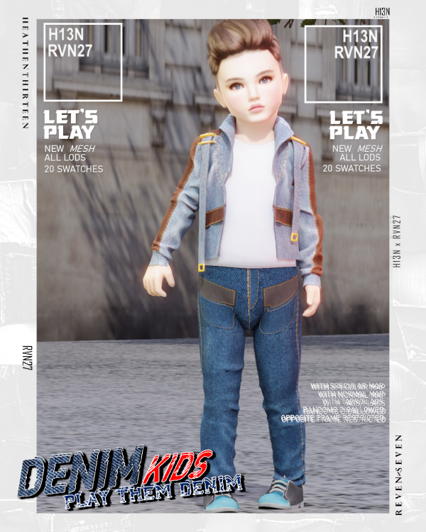 Alpha Toddler's Strappy Sleek Round Collar Denim Jacket with Undershirt by simsfinds - The Sims 4 Custom Content