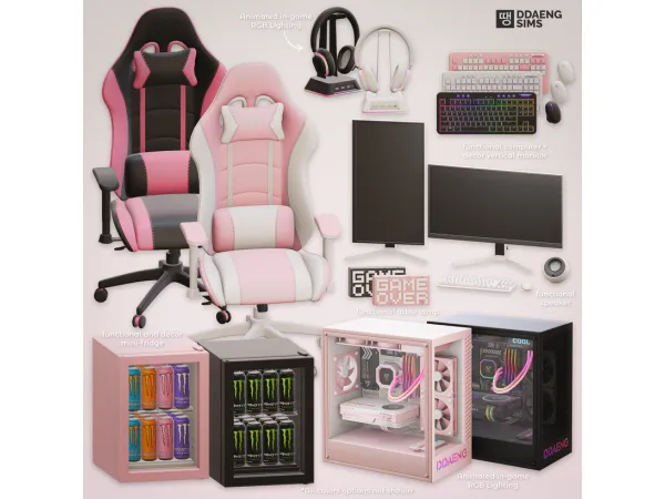 Mix Aesthetic Gaming Set by DDAENG Sims - The Sims 4 Custom Content