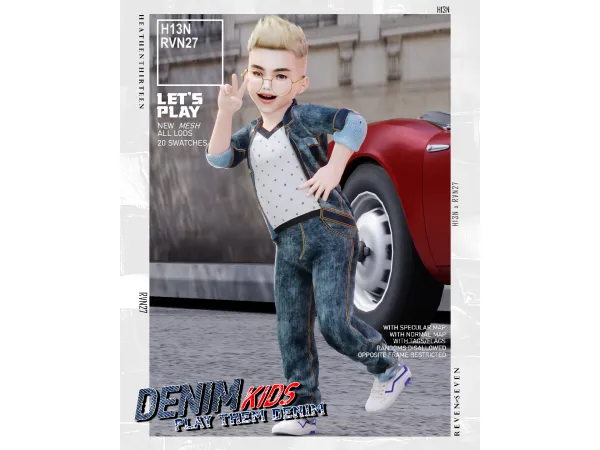 Alpha Toddler's Classic Baggy Fit Denim Jeans by rvn2seven - The Sims 4 Custom Content