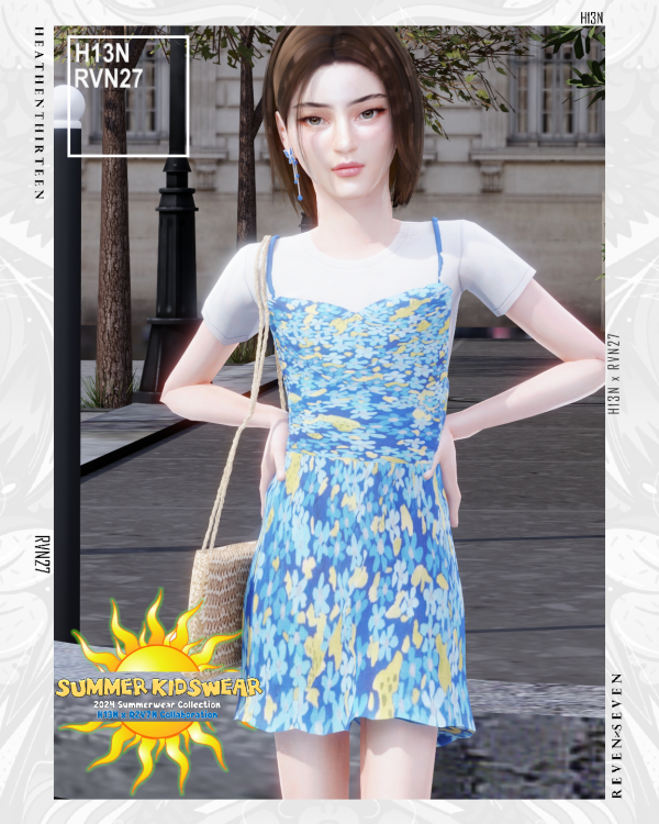Alpha Girl's Spaghetti Strap Short Cami Dress by simsfinds - The Sims 4 Custom Content