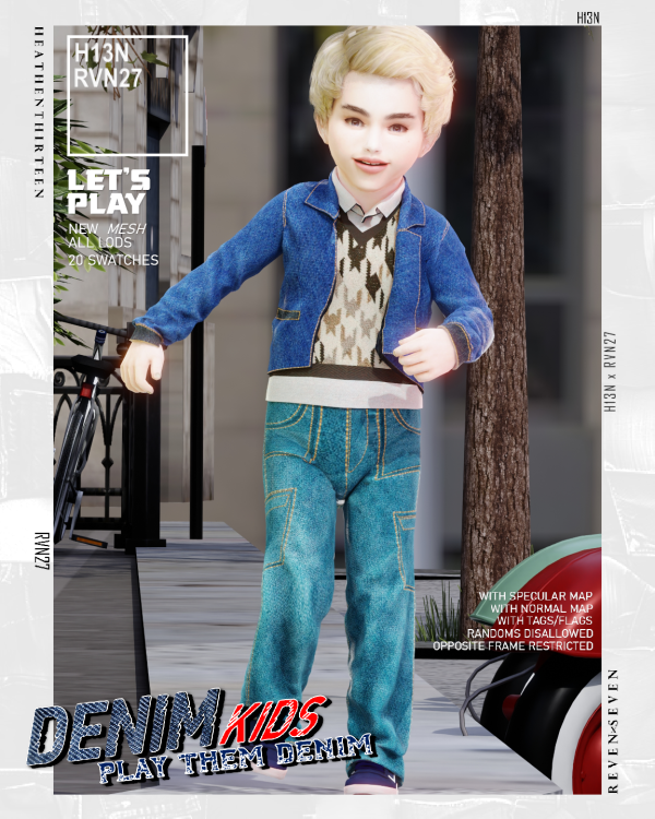 Alpha Toddler's Stylish Straight Fit Cargo Denim Jeans by simsfinds - The Sims 4 Custom Content