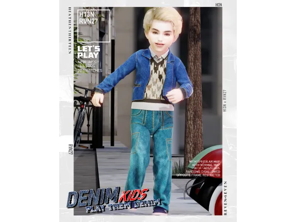 Alpha Toddler's Stylish Straight Fit Cargo Denim Jeans by rvn2seven - The Sims 4 Custom Content