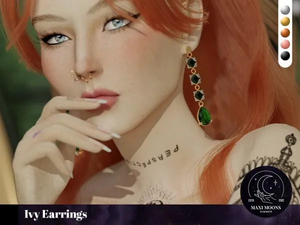Alpha Ivy Earrings by maximoons - The Sims 4 Custom Content