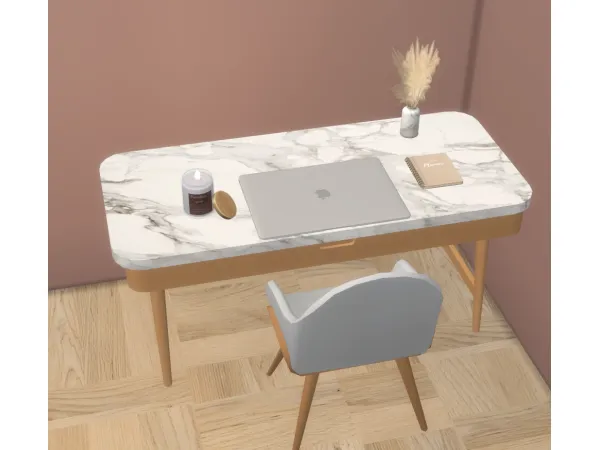 Maxis Match Minimal wood marble office desk by herasims4 - The Sims 4 Custom Content