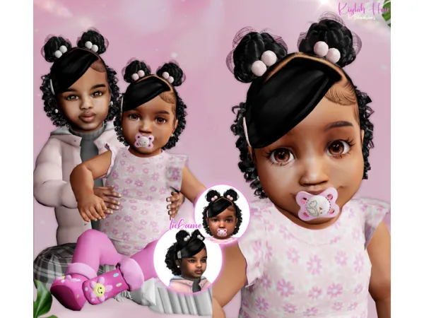 Alpha Kiylah Hair for toddlers infants and child sims by XxBlacksims - The Sims 4 Custom Content