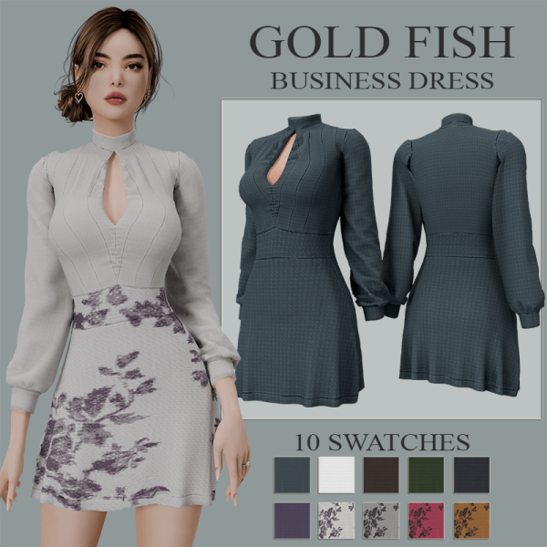 Maxis Match GoldFish business dress by simsfinds - The Sims 4 Custom Content