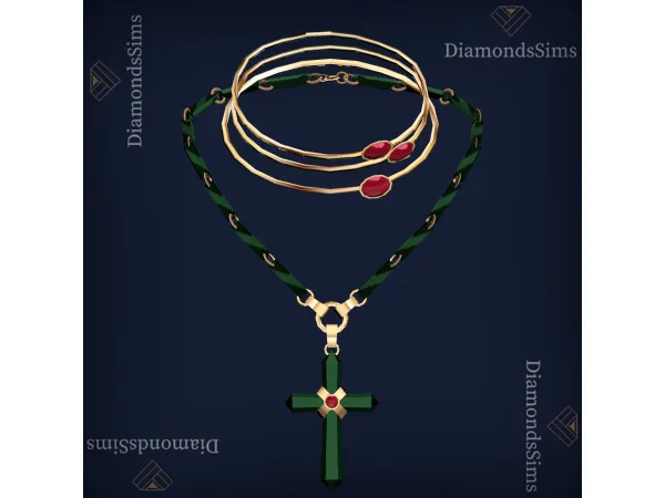 Alpha Cross necklace 11 by diamondssims - The Sims 4 Custom Content