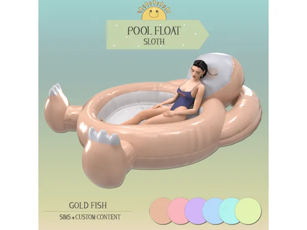 Gold Fish Sloth Pool Float By GoldFishSims