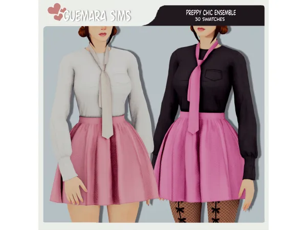 Mix Preppy Chic Ensemble - The Sims 4 Custom Content