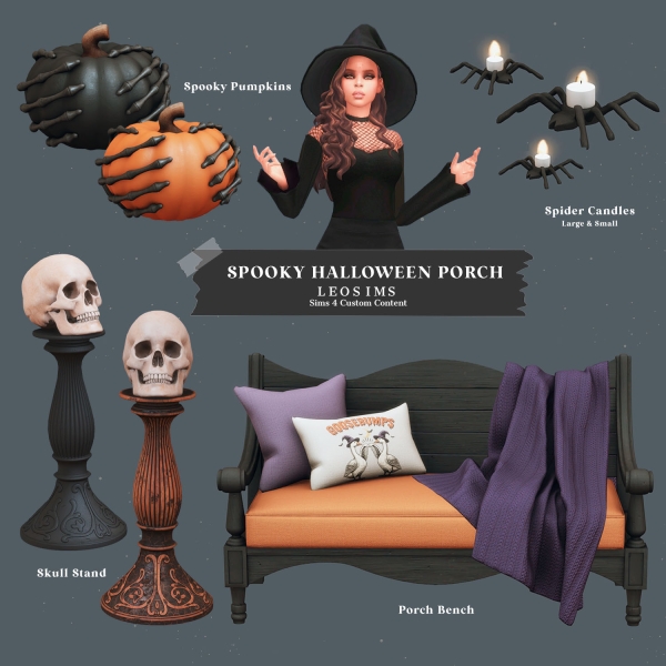 Mix Spooky Halloween Porch by leosims4cc - The Sims 4 Custom Content