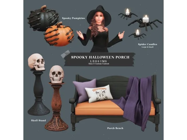 Mix Spooky Halloween Porch - The Sims 4 Custom Content