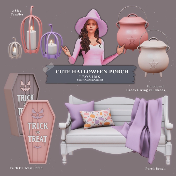 Mix Cute Halloween Porch by leosims4cc - The Sims 4 Custom Content