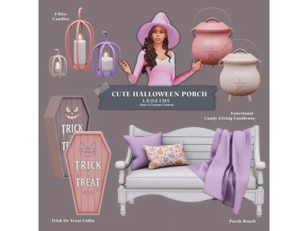 Mix Cute Halloween Porch - The Sims 4 Custom Content