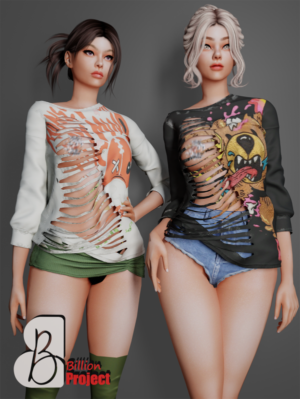 Alpha BillionProject Siria T Shirt by billion_project666 - The Sims 4 Custom Content