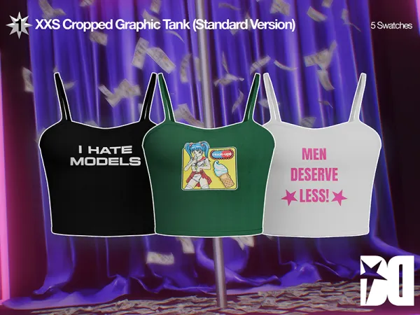 Alpha DECAYED XXS Cropped Graphic Tank (Standard Version) - The Sims 4 Custom Content
