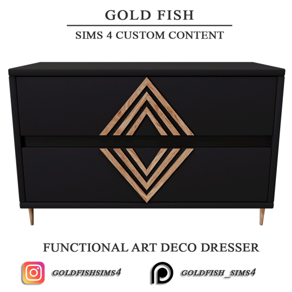 Mix GoldFish Functional Art Deco Dresser by simsfinds - The Sims 4 Custom Content