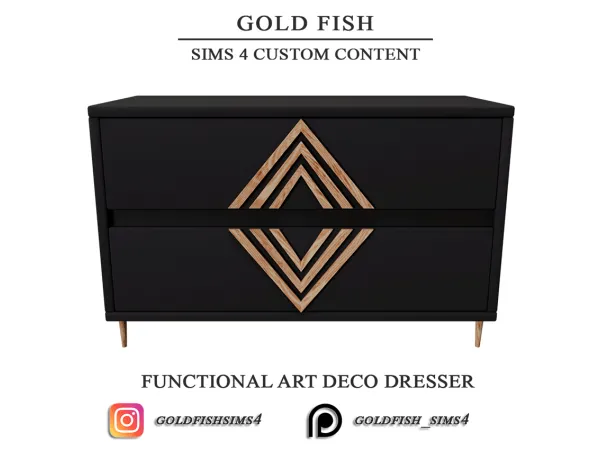 Mix GoldFish Functional Art Deco Dresser - The Sims 4 Custom Content