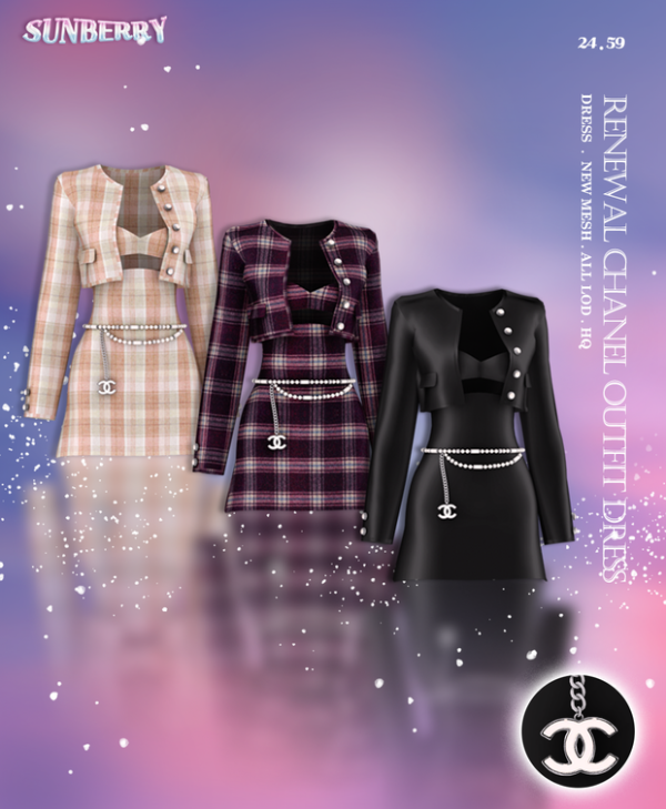 Alpha EventRenewal Chanel Outfit DRESS by simsfinds - The Sims 4 Custom Content
